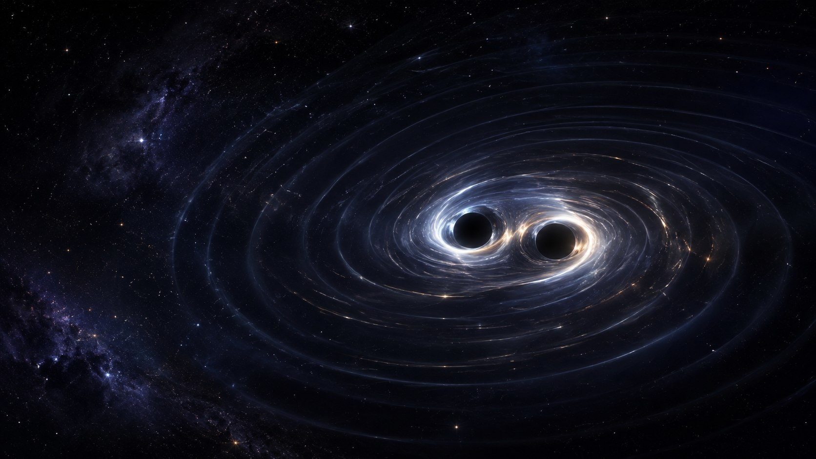 Black hole merger producing gravitational waves