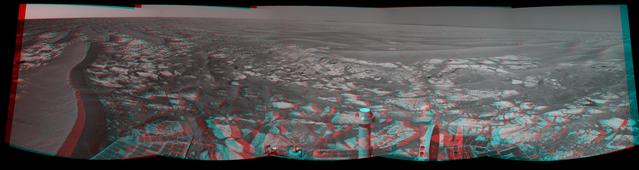 Rocky Martian terrain seen from the surface of Mars